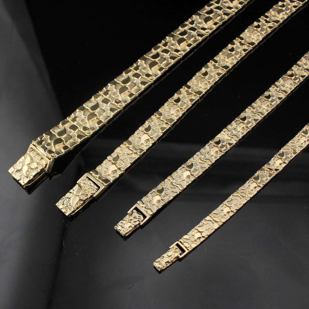 14K Gold Men's Nugget Bracelet