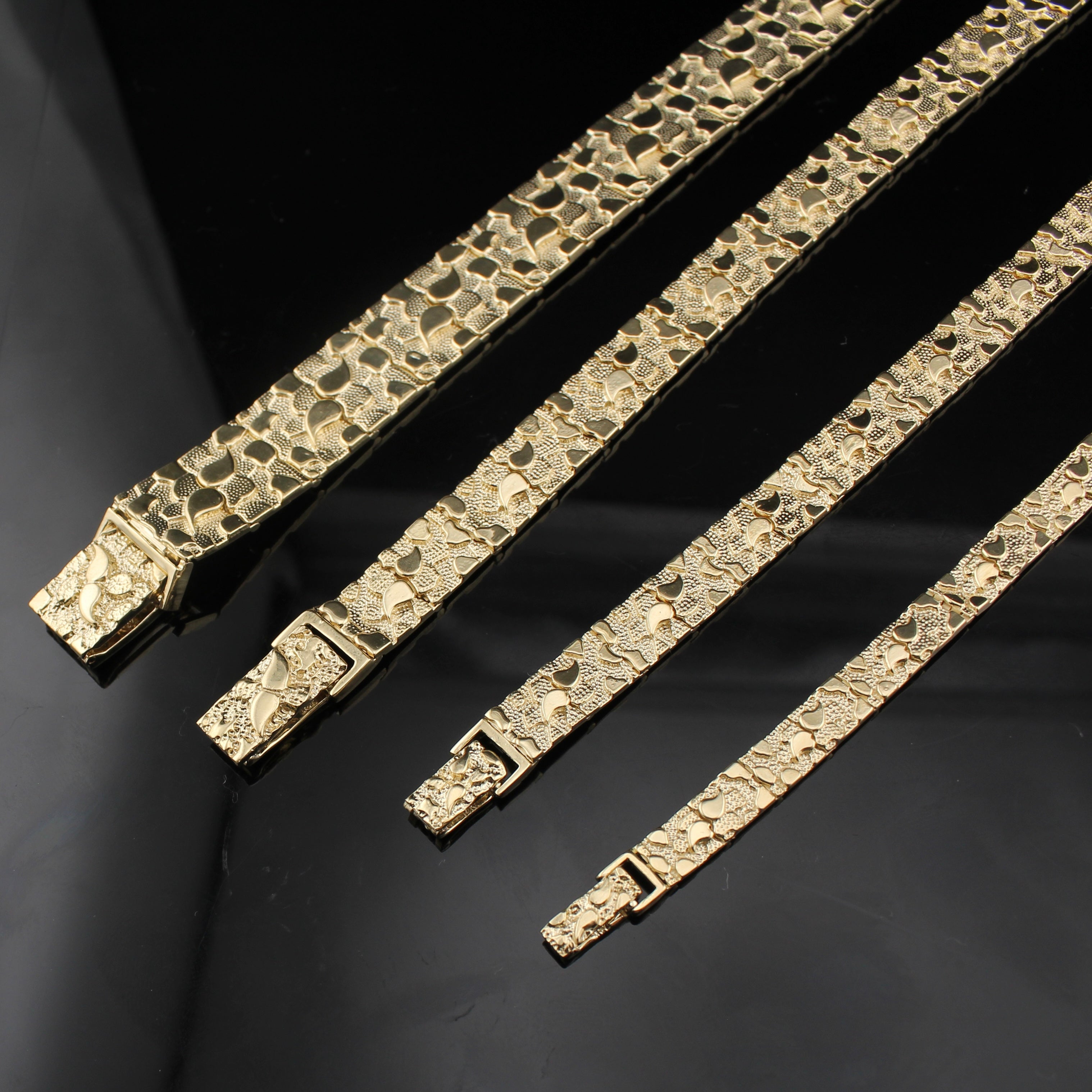 14K Gold Men's Nugget Bracelet