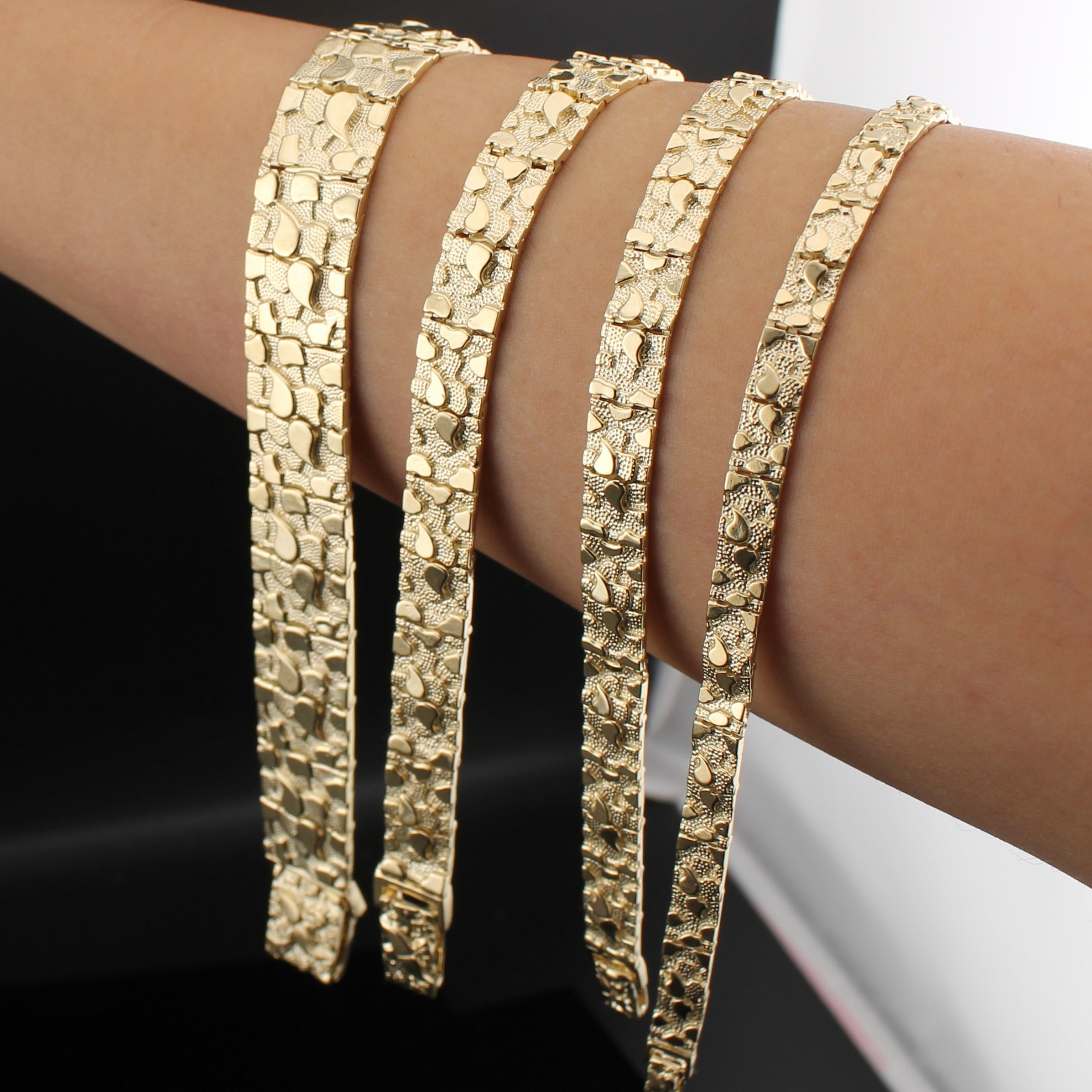14K Gold Men's Nugget Bracelet