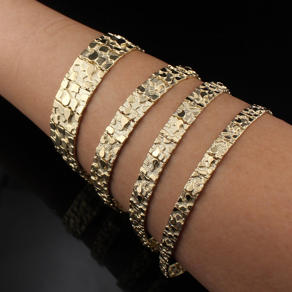 14K Gold Men's Nugget Bracelet
