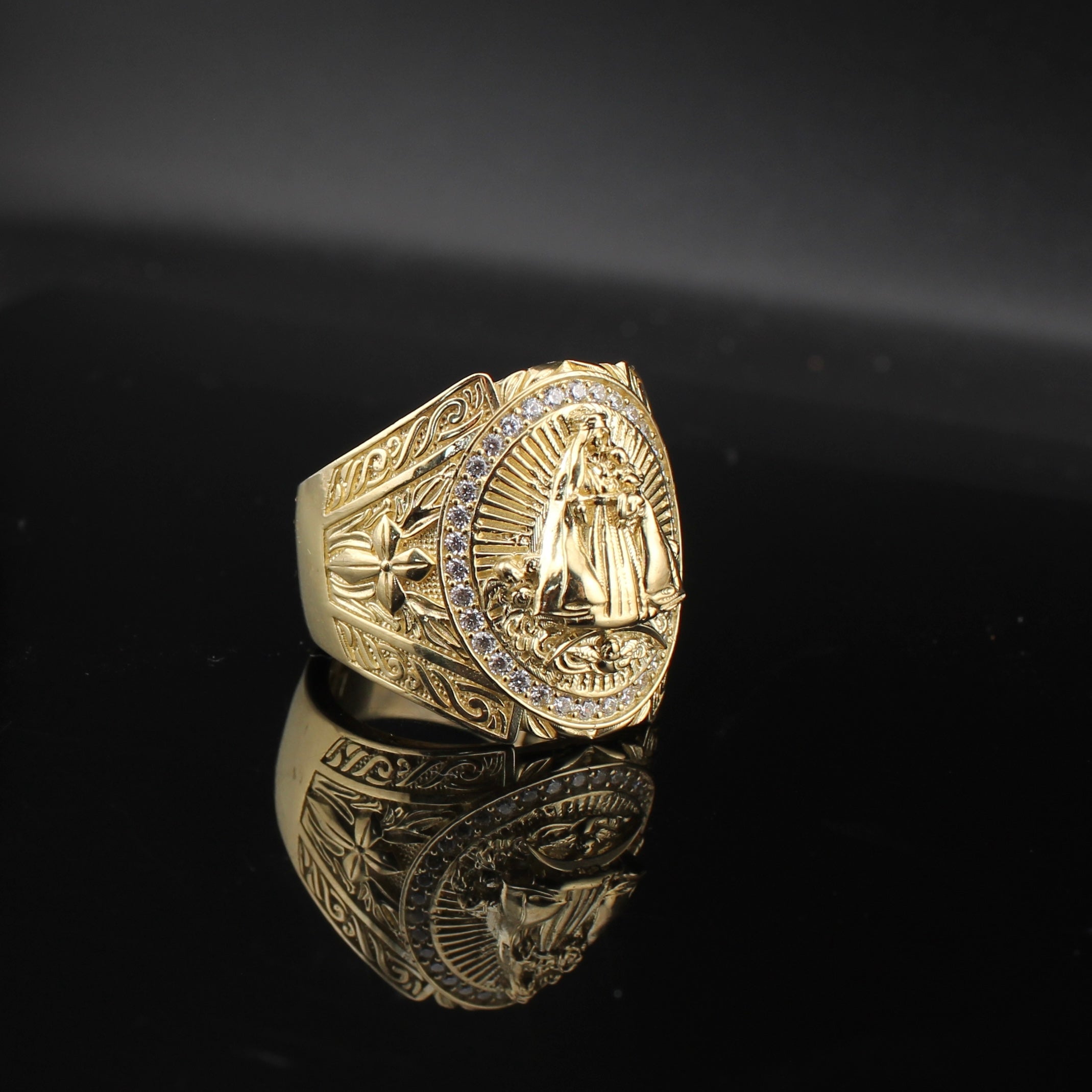 10K Gold Lady of Aparecida Mens Ring