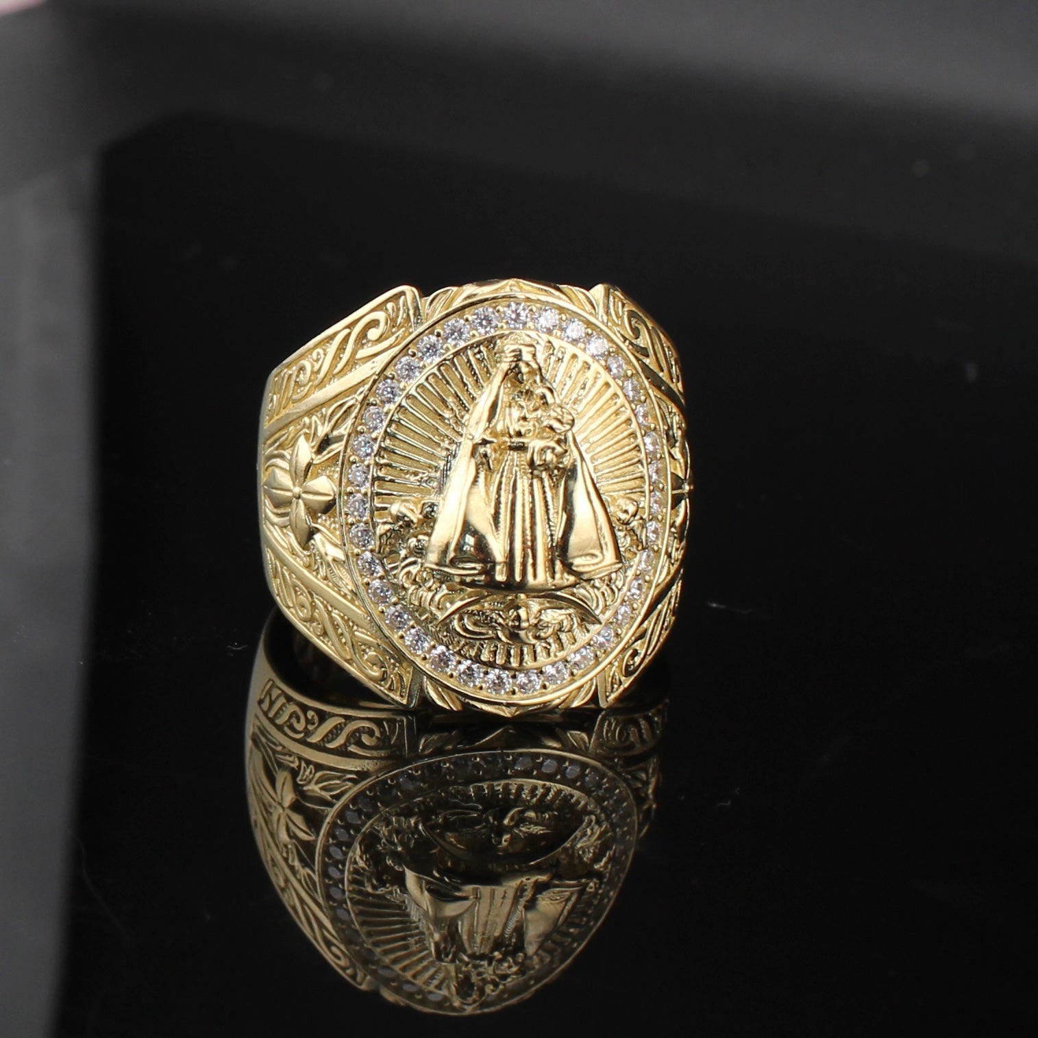 10K Gold Lady of Aparecida Mens Ring