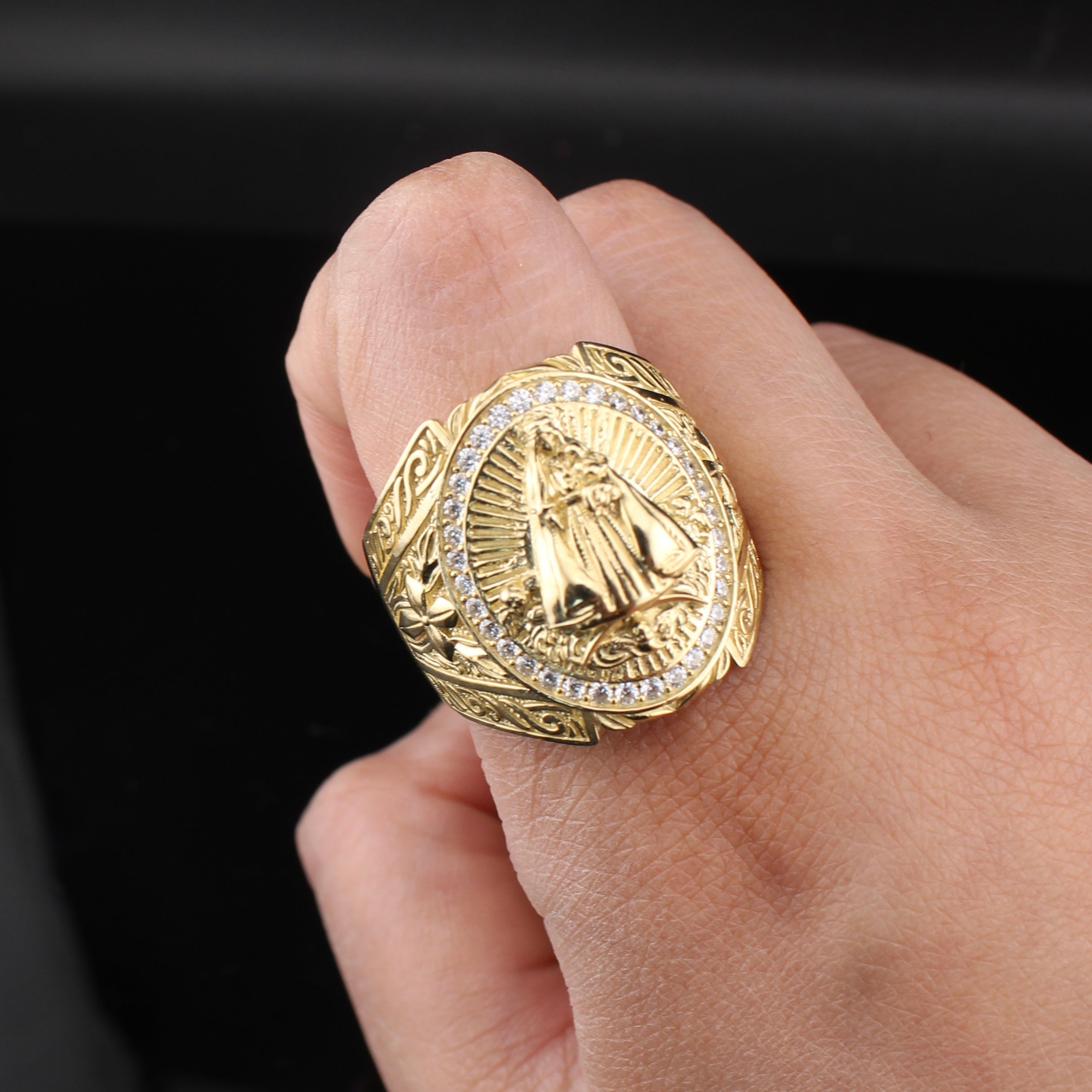 10K Gold Lady of Aparecida Mens Ring