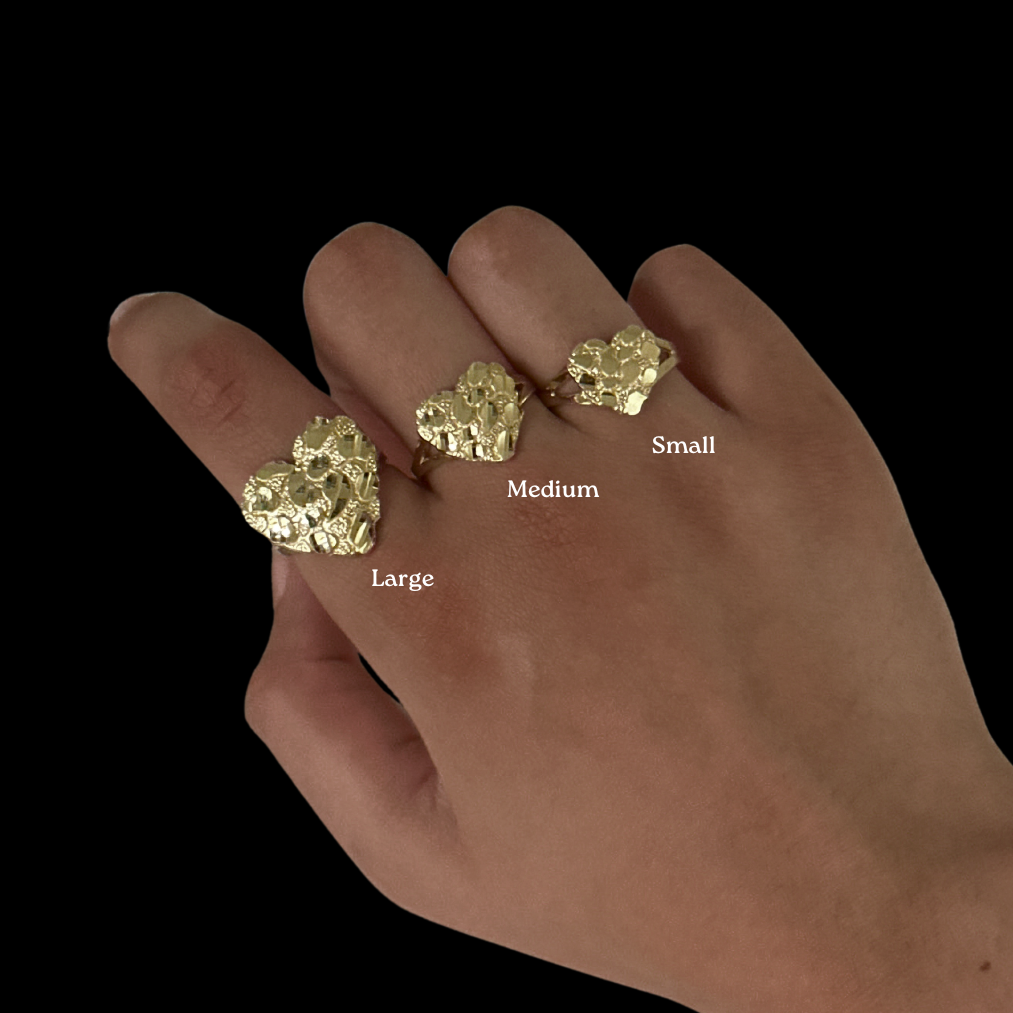 10K Heart Nugget Ring