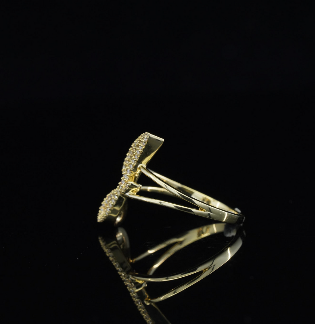 10K Gold Diamond Letter J Ring