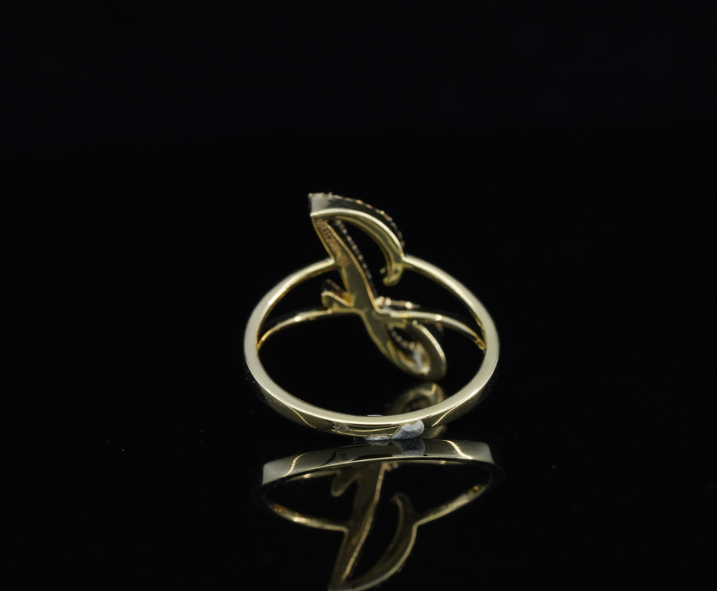 10K Gold Diamond Letter J Ring