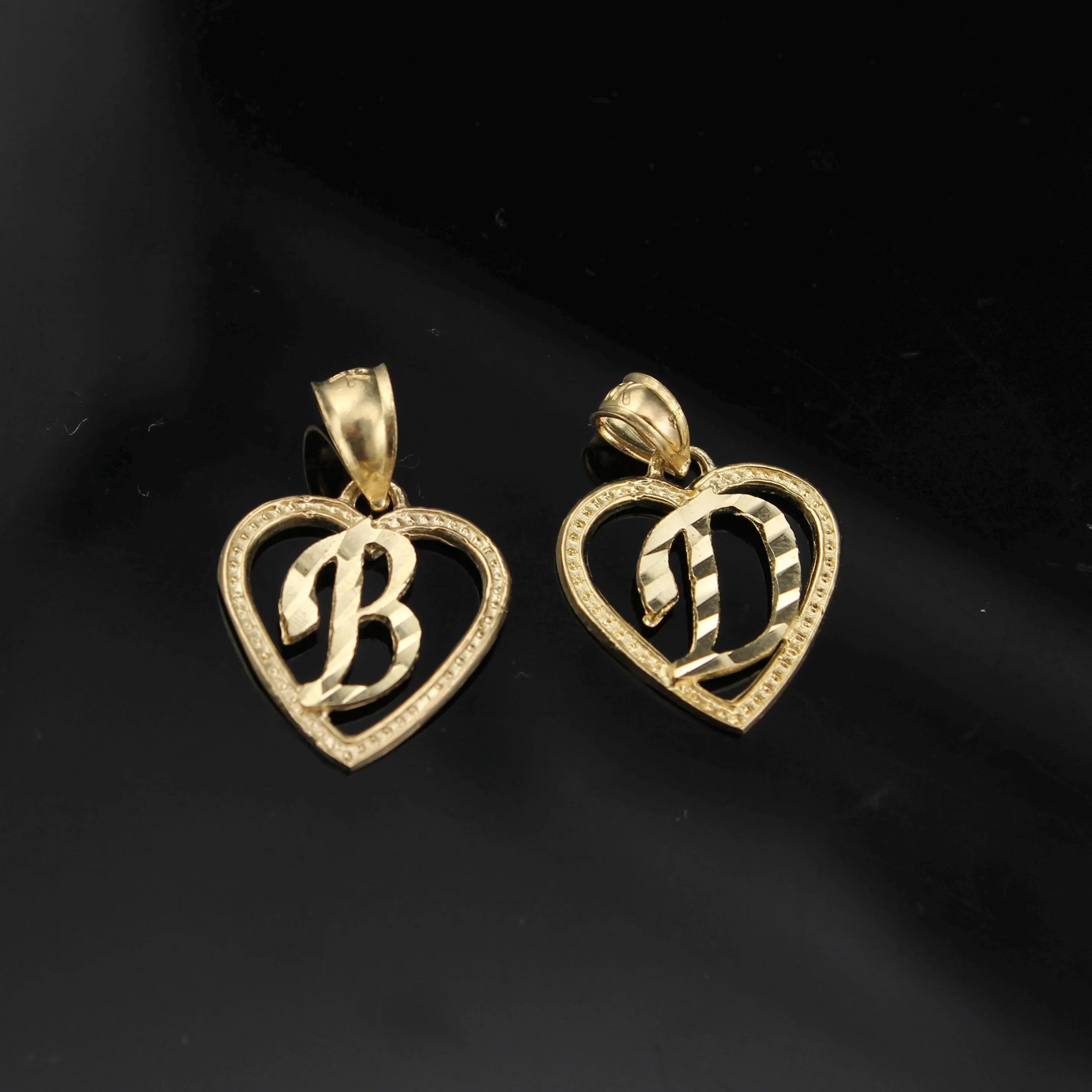 10K Real Gold B D Initial Pendant