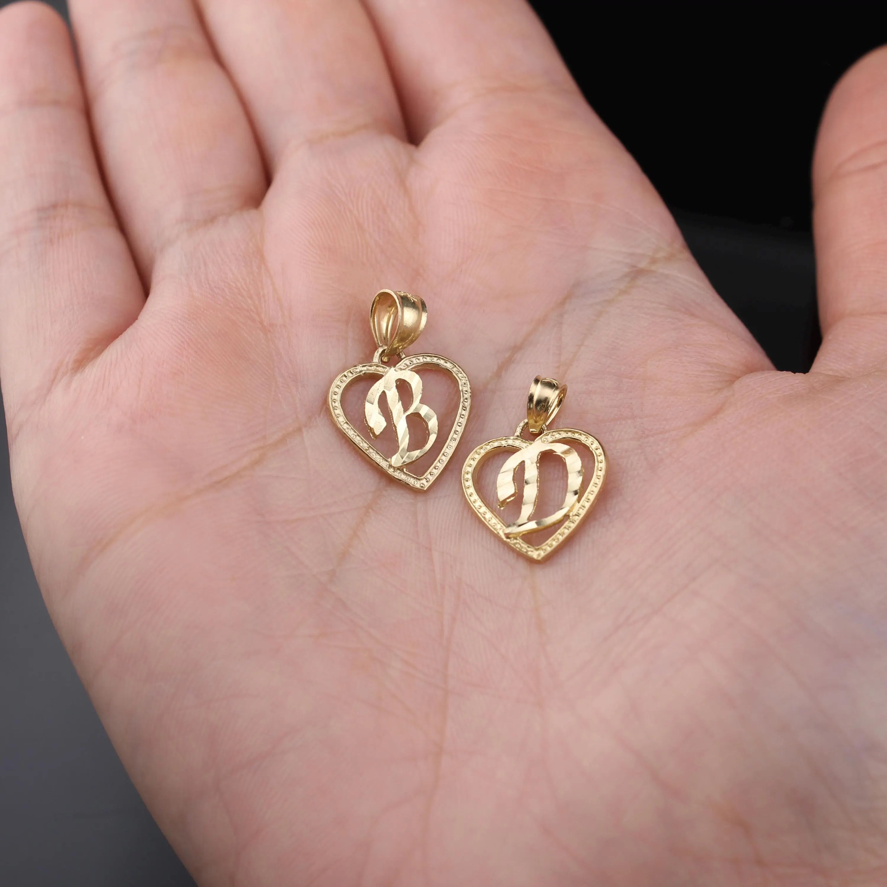 10K Real Gold B D Initial Pendant