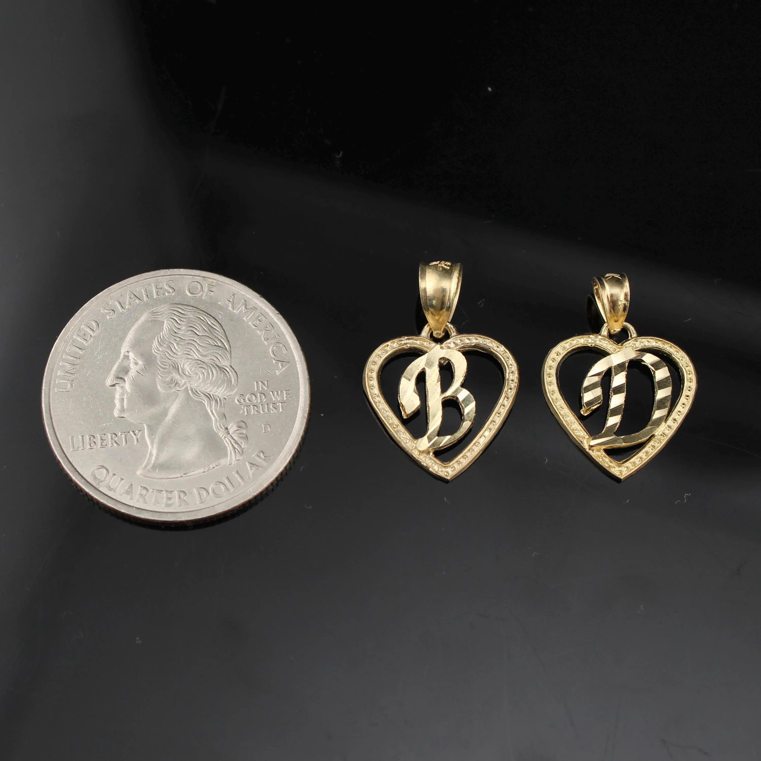10K Real Gold B D Initial Pendant